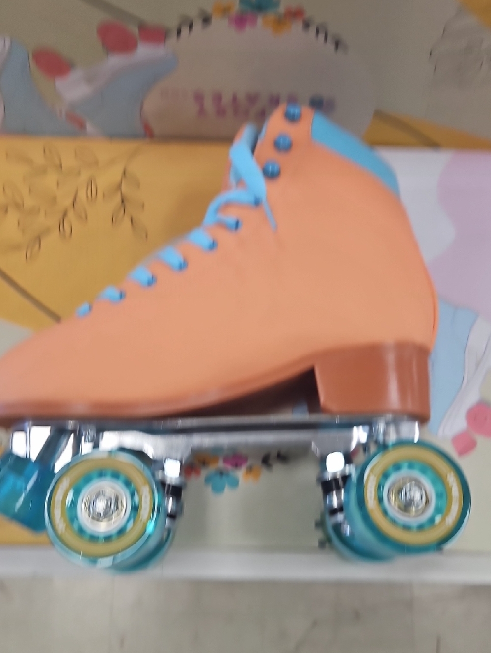 Peach and Sky Blue Roller Skate